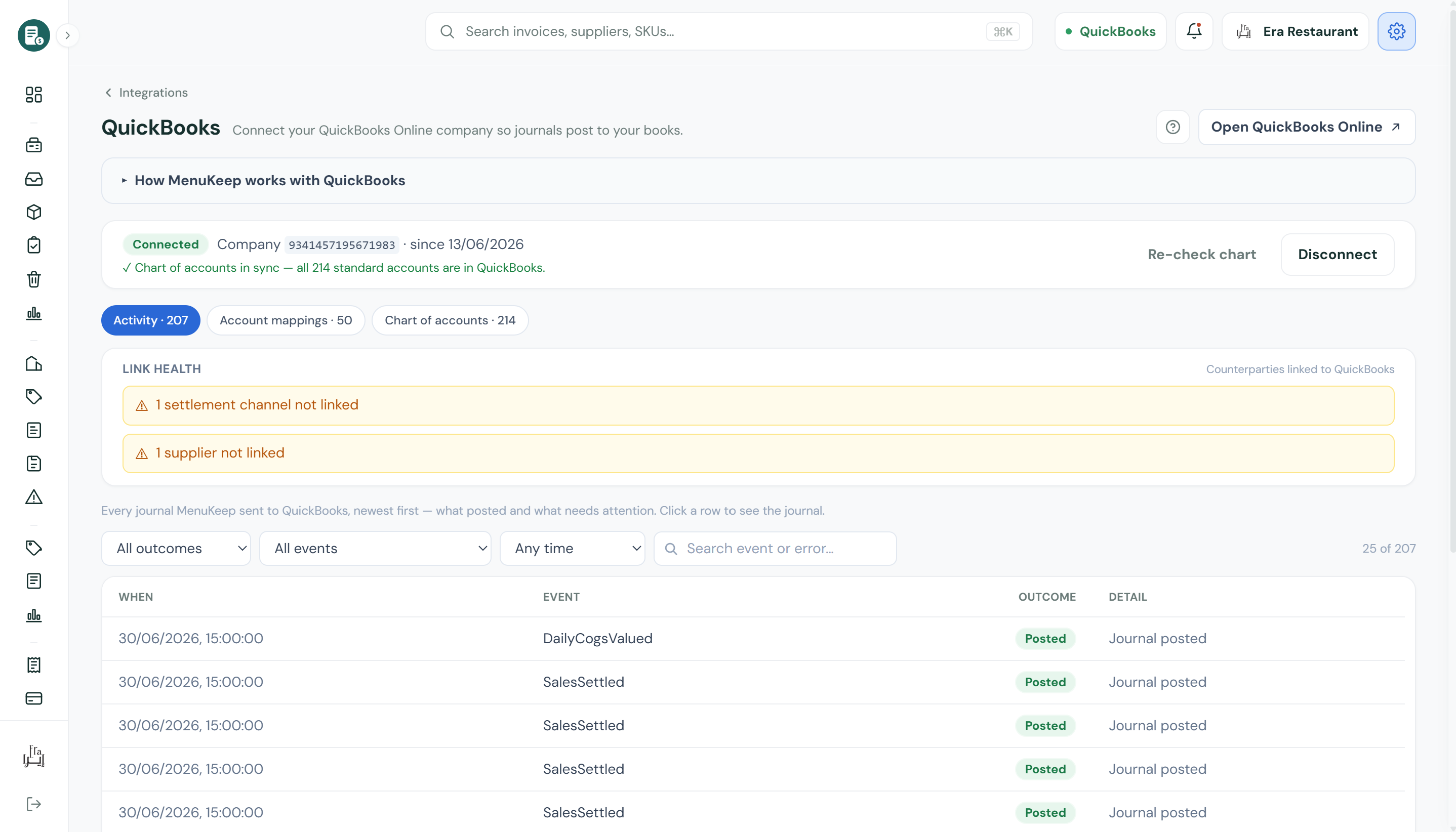 MenuKeep QuickBooks sync